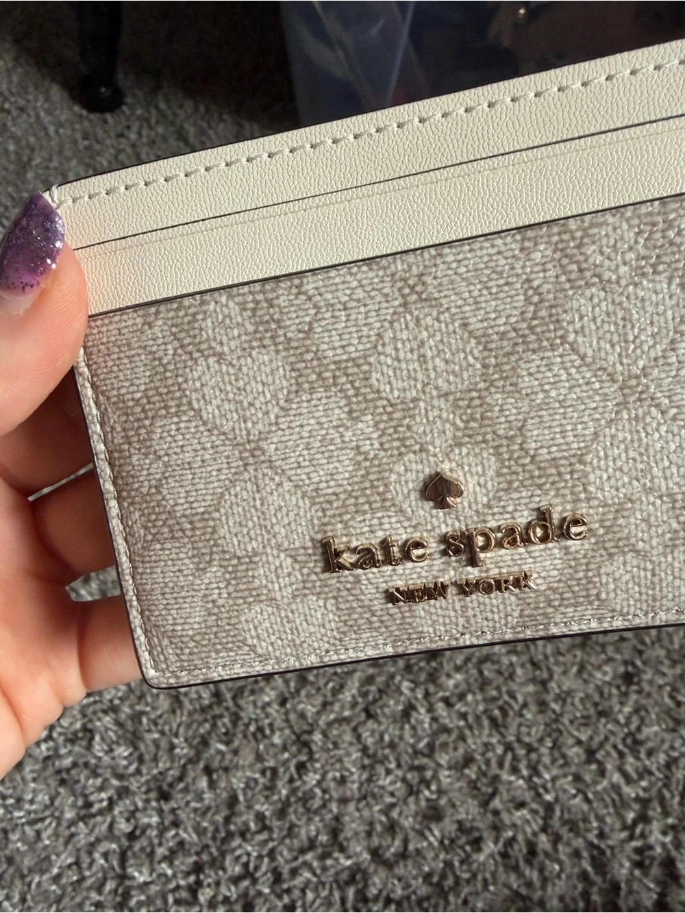 kate spade Cream and Light Beige Logo Card Case